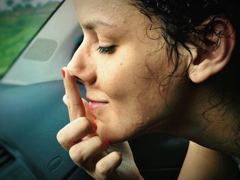 Close-up of young woman