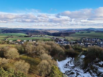 High angle view of landscape against sky