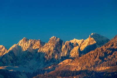 The wild kaiser at sunset in the kaiser mountains alps tirol austria