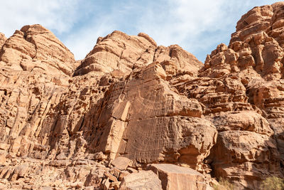 Low angle view of rock formations