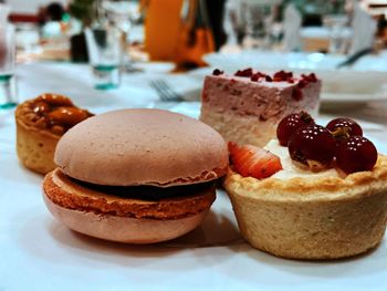 Close-up of cake in plate on table