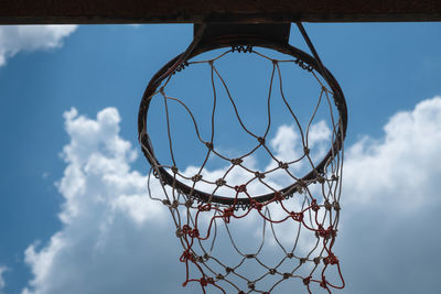 Low angle view of basketball hoop against sky