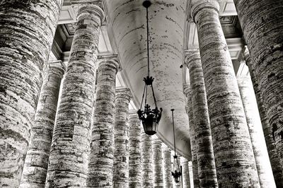 Low angle view of pendant lights hanging from ceiling