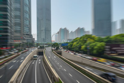 Traffic on road in city