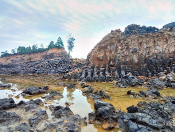 Rock formations against sky