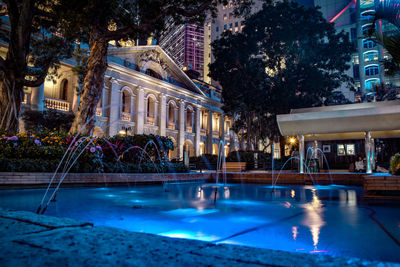 Illuminated building at night