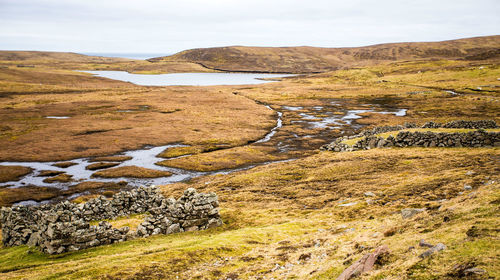 Scenic view of land against sky