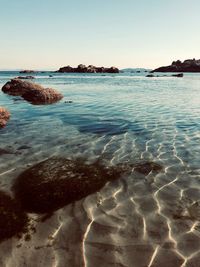 Scenic view of sea against clear sky