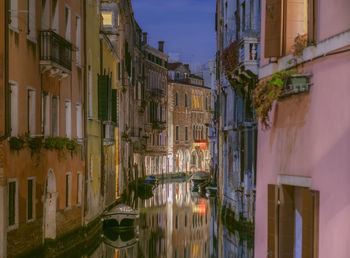 Typical venetian calle at sunset with beautiful colors during the covid period