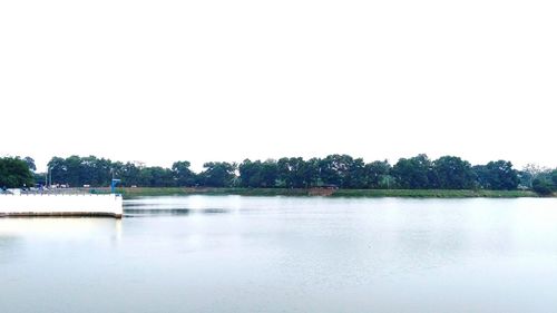 Scenic view of lake against clear sky