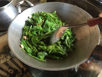 High angle view of vegetables in bowl