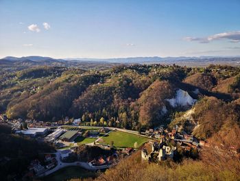 High angle view of landscape against sky