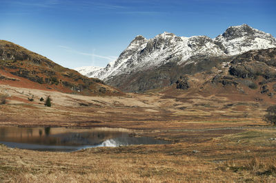 Landscape against mountains at lake district national park