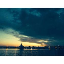 Scenic view of sea against sky at sunset