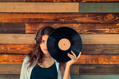 Directly above shot of woman standing on table