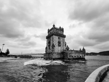 The belem tower in lisbon portugal.  the day was brisk giving the structure a most gothic look.