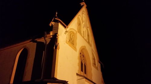 Low angle view of church at night