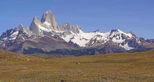 Mount fitz roy on a sunny day near el chalten in argentina