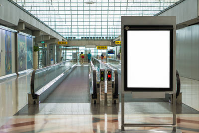 Blank billboard at subway station