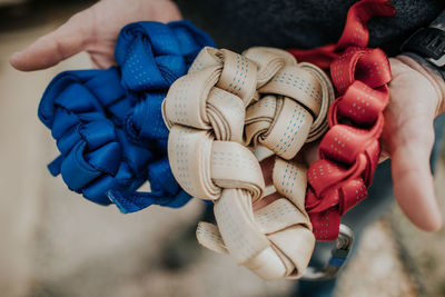 Man holding rock climbing ropes