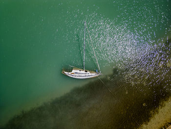 Aerial photo of a sailing boat wreck