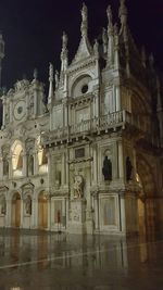 View of illuminated cathedral at night