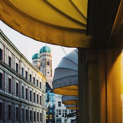 Low angle view of buildings in city