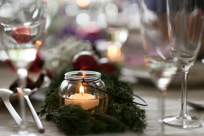 Close-up of wine glass on table