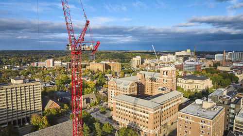 High angle view of cityscape against sky