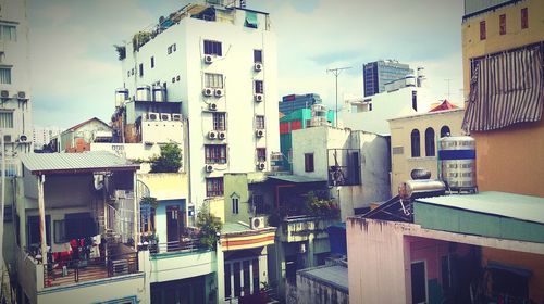 Low angle view of buildings against sky