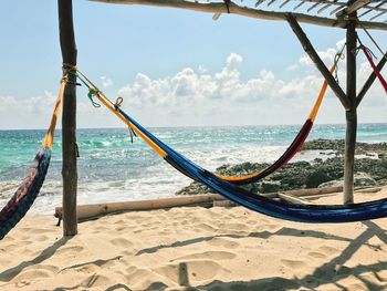 Scenic view of beach against sky