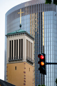 Low angle view of illuminated buildings in city