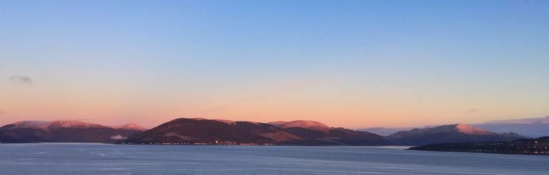 Scenic view of mountains at sunset