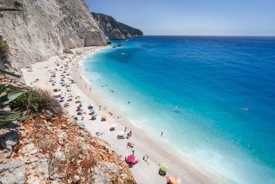 High angle view of beach against sky