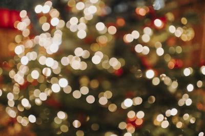 Defocused image of illuminated christmas lights