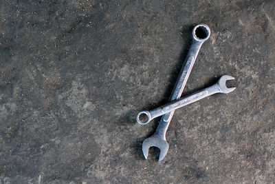 High angle view of rusty metal