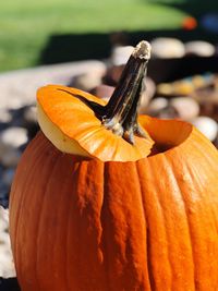 Close-up of pumpkin on table