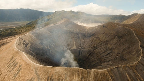  aerial view of volcano crater mount gunung bromo is an active volcano,tengger semeru national park.