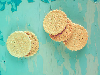 Directly above shot of bread on table