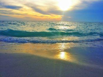 Scenic view of sea at sunset