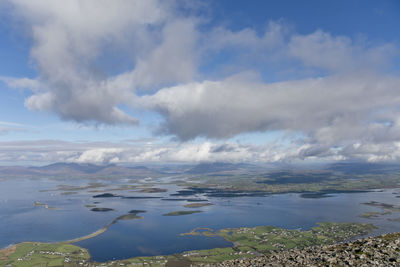 Aerial view of cityscape against sky