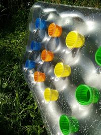 Multi colored balloons on ground