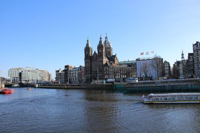 View of river with buildings in background