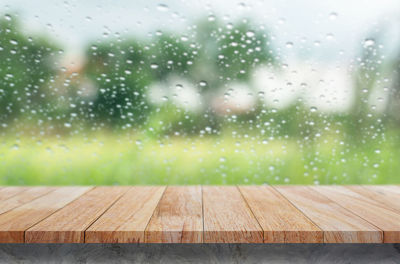 Close-up of wooden table