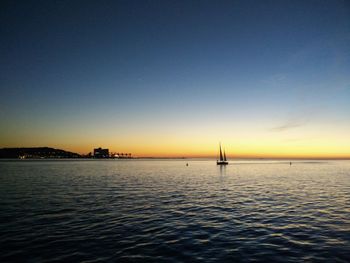 Scenic view of sea against clear sky