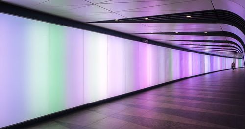 Interior of illuminated subway