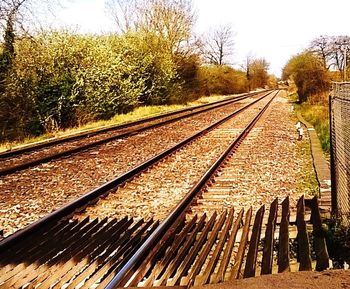 Railroad tracks on railroad track