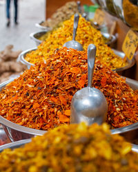 Close-up of spices for sale at market stall