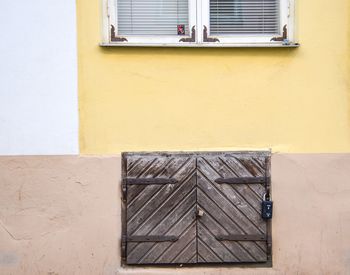 Closed door of building