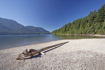 Scenic view of lake against clear sky